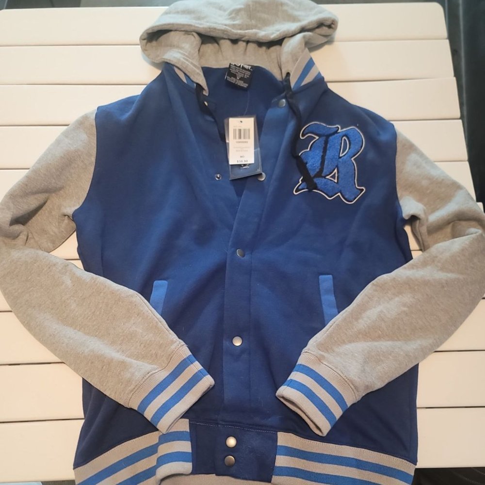 NWT Harry Potter HP Ravenclaw Varsity Medium Hoodie Jacket Blue Gray